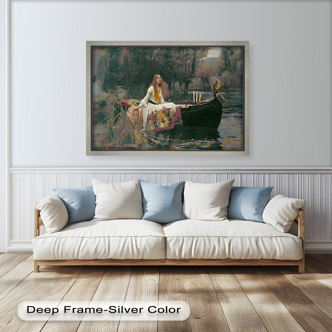 The Lady of Shalott – Romantic River Journey Historic Oil Painting