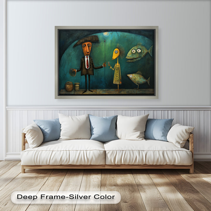 Moonlight Toast – Whimsical Surrealist Underwater Picasso Oil Painting