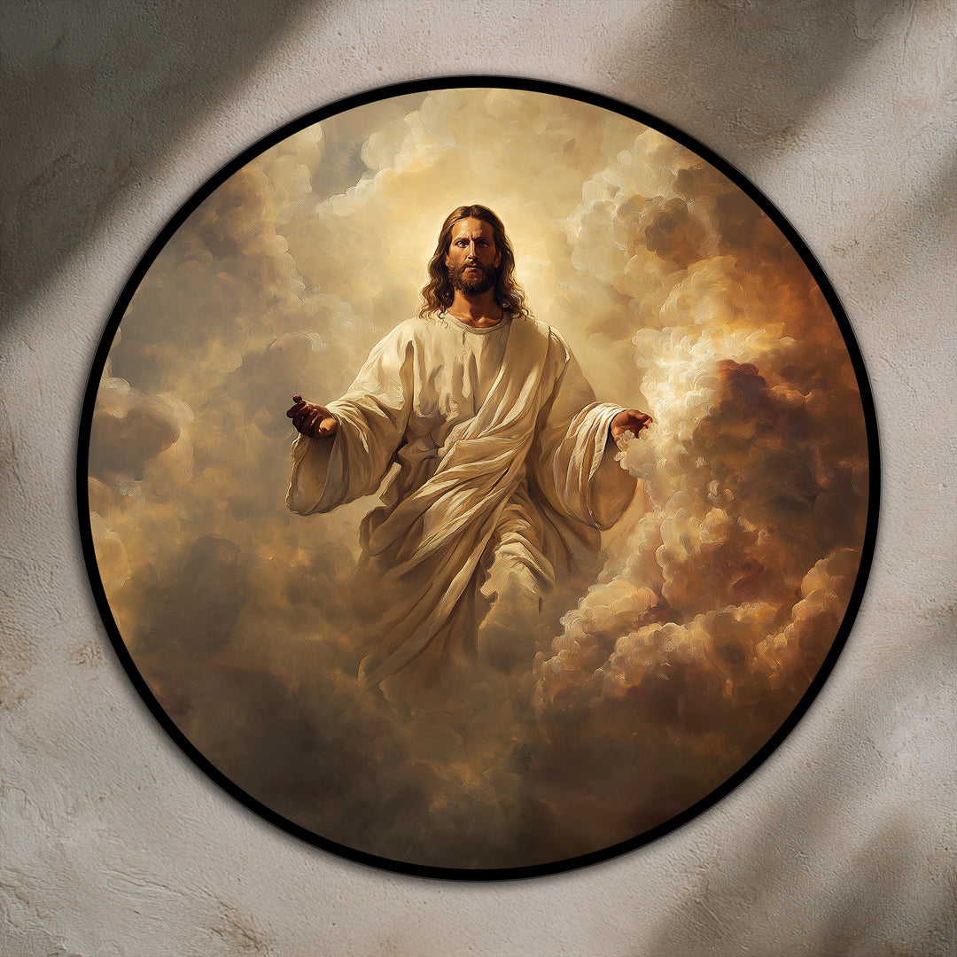 Gracia Celestial – Cristo Radiante en las Nubes Cuadro al óleo