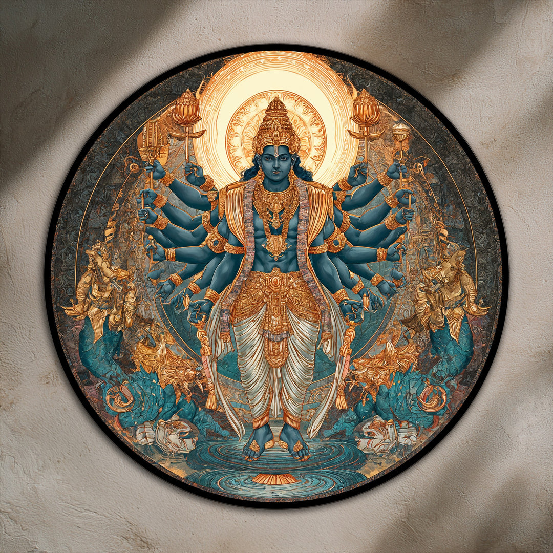 turquoise gold deity painting