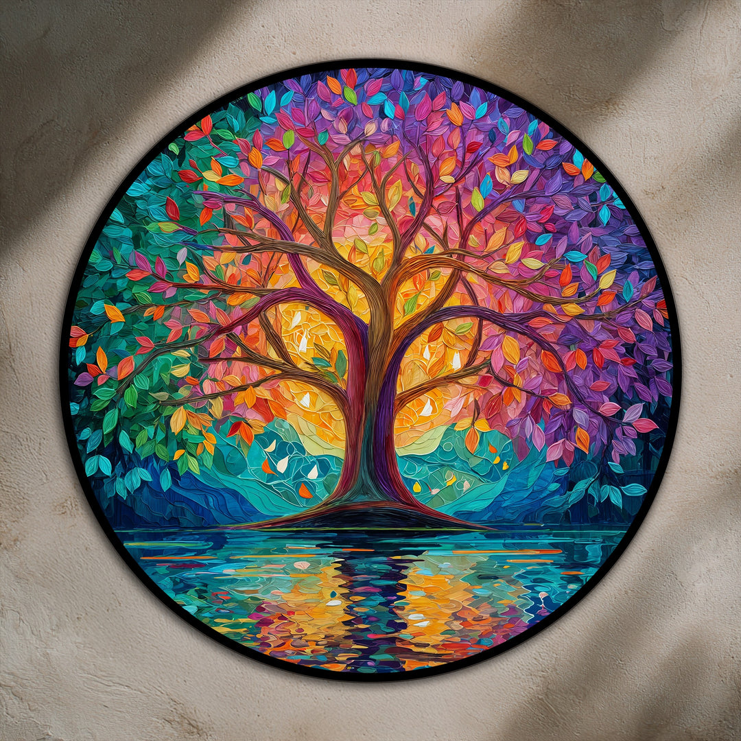 Árbol de espectro radiante: círculo abstracto colorido Cuadro al óleo