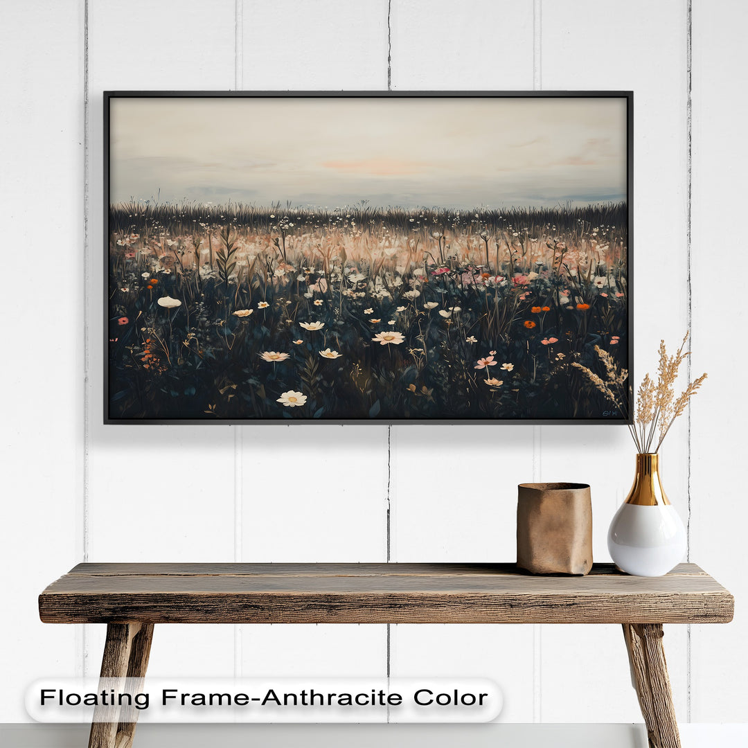 Wildflower Horizon – Framed Oil Painting