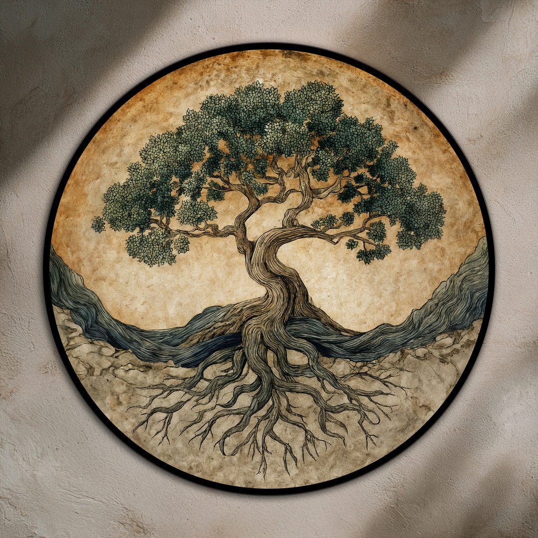 vintage style tree circular art
