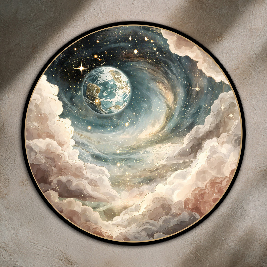Sueño Espiral Celestial – Tierra Cósmica Redonda Cuadro al óleo