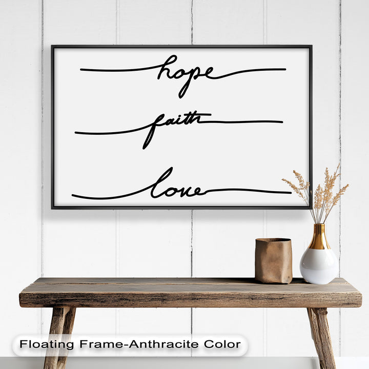 Hoffnung Glaube Liebe – Minimalistisches Ölgemälde
