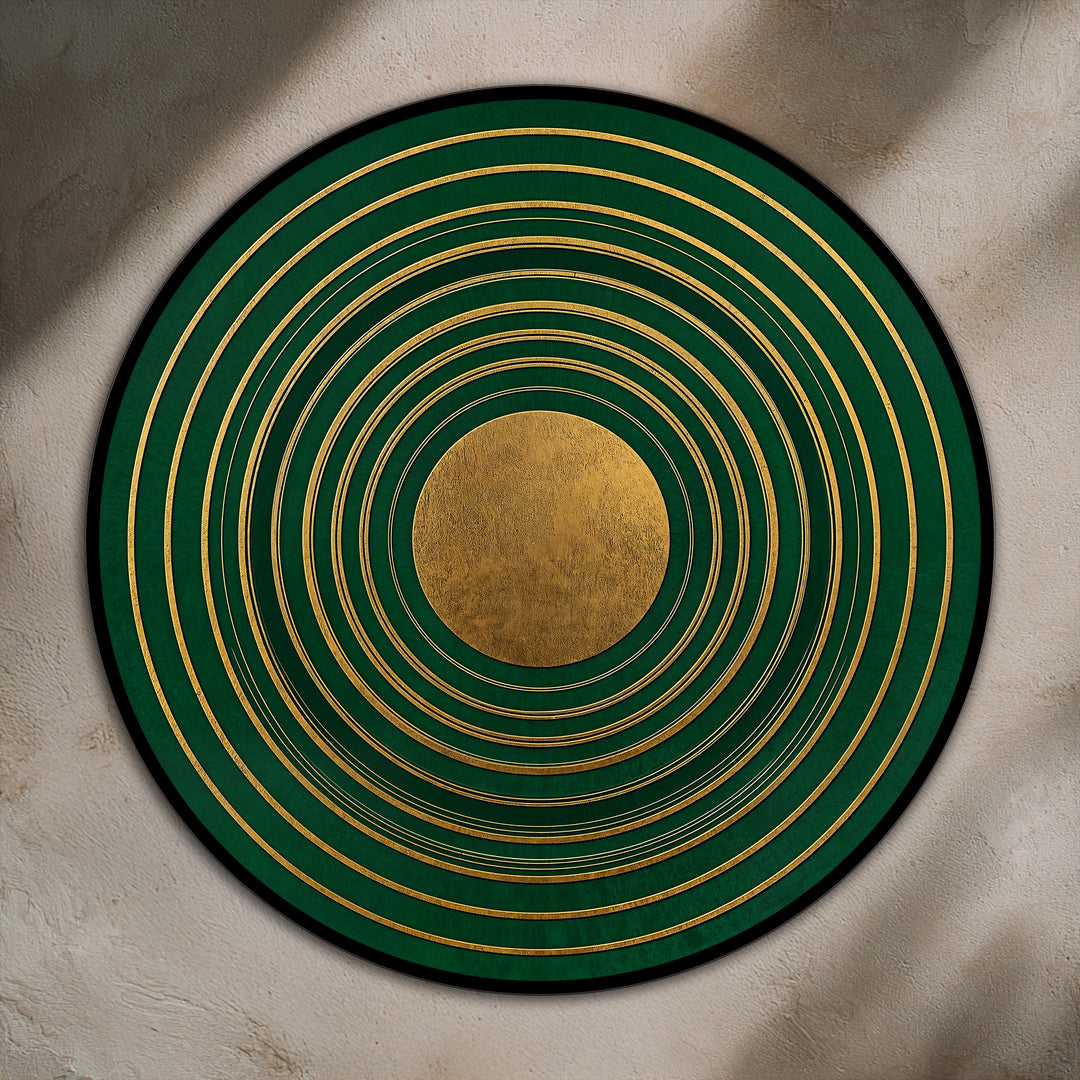 Emerald Orbit Rings – Luxe Geometric Round Oil Painting