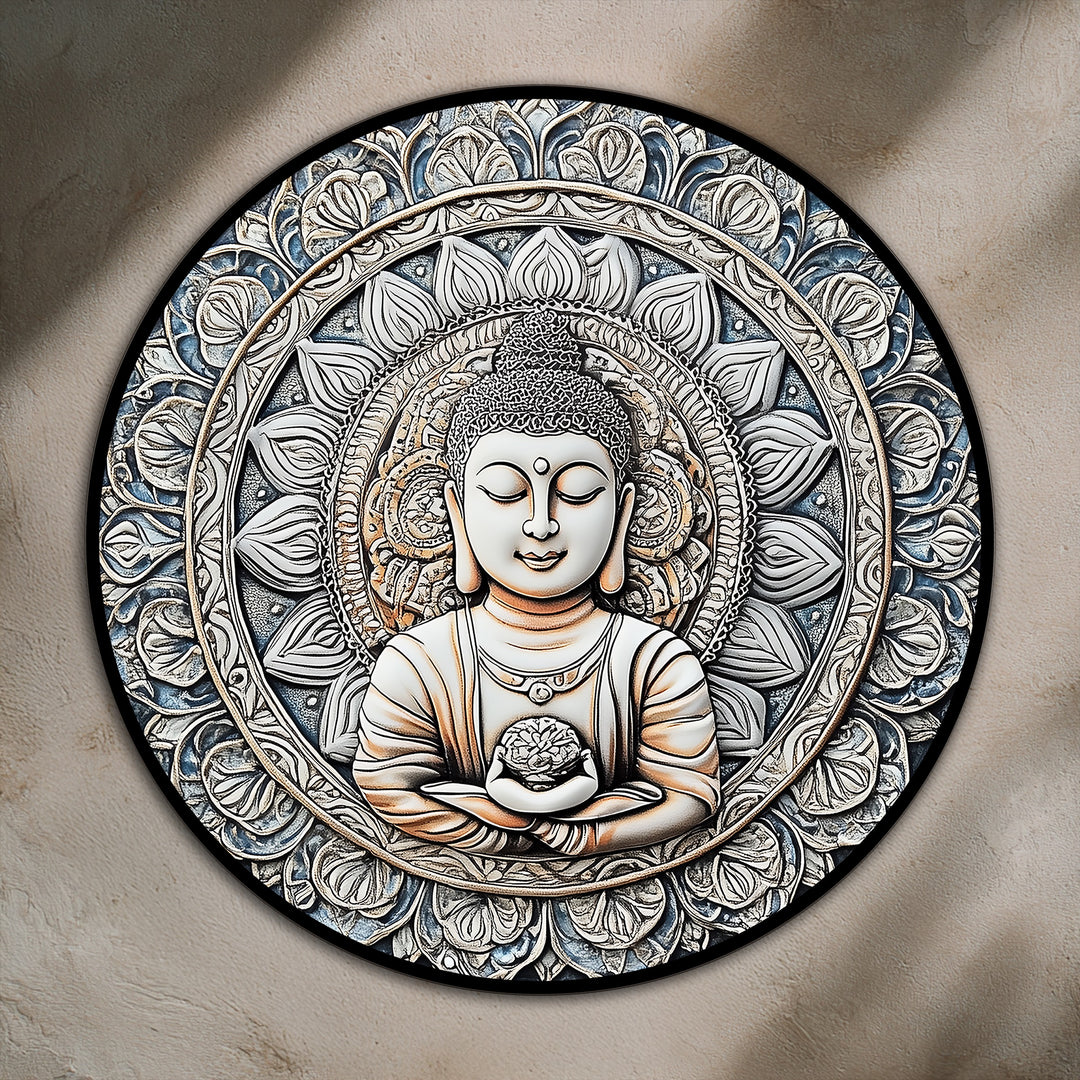 Armonía Sagrada – Mandala Buda Redonda Cuadro al óleo