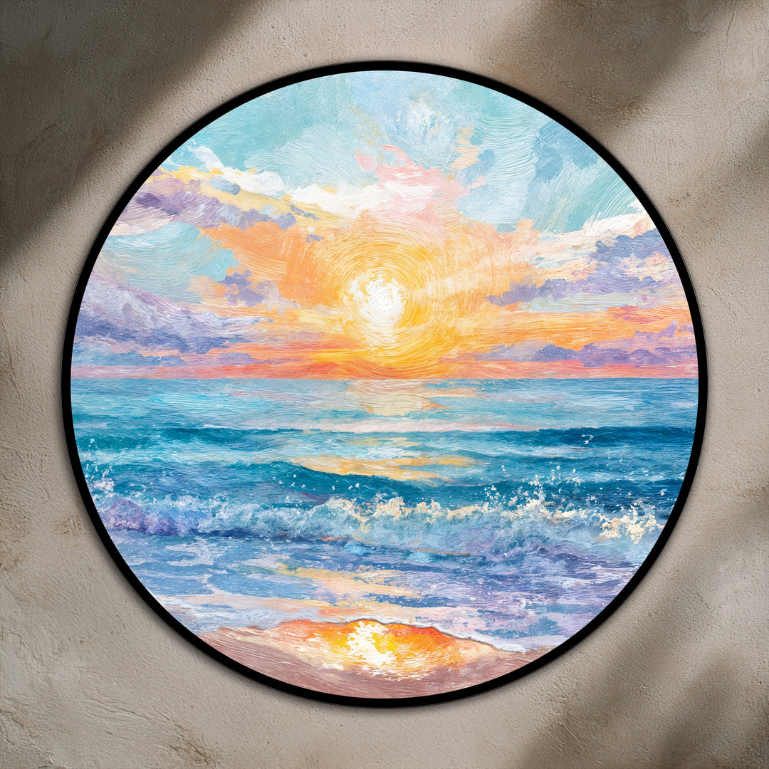 colorful sunrise circular painting