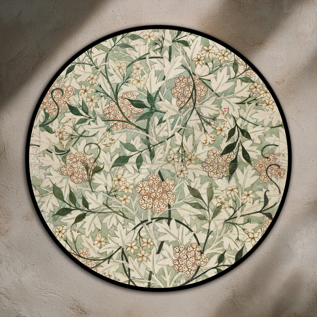Vintage Garden Elegance – Botanical Pattern Round Oil Painting