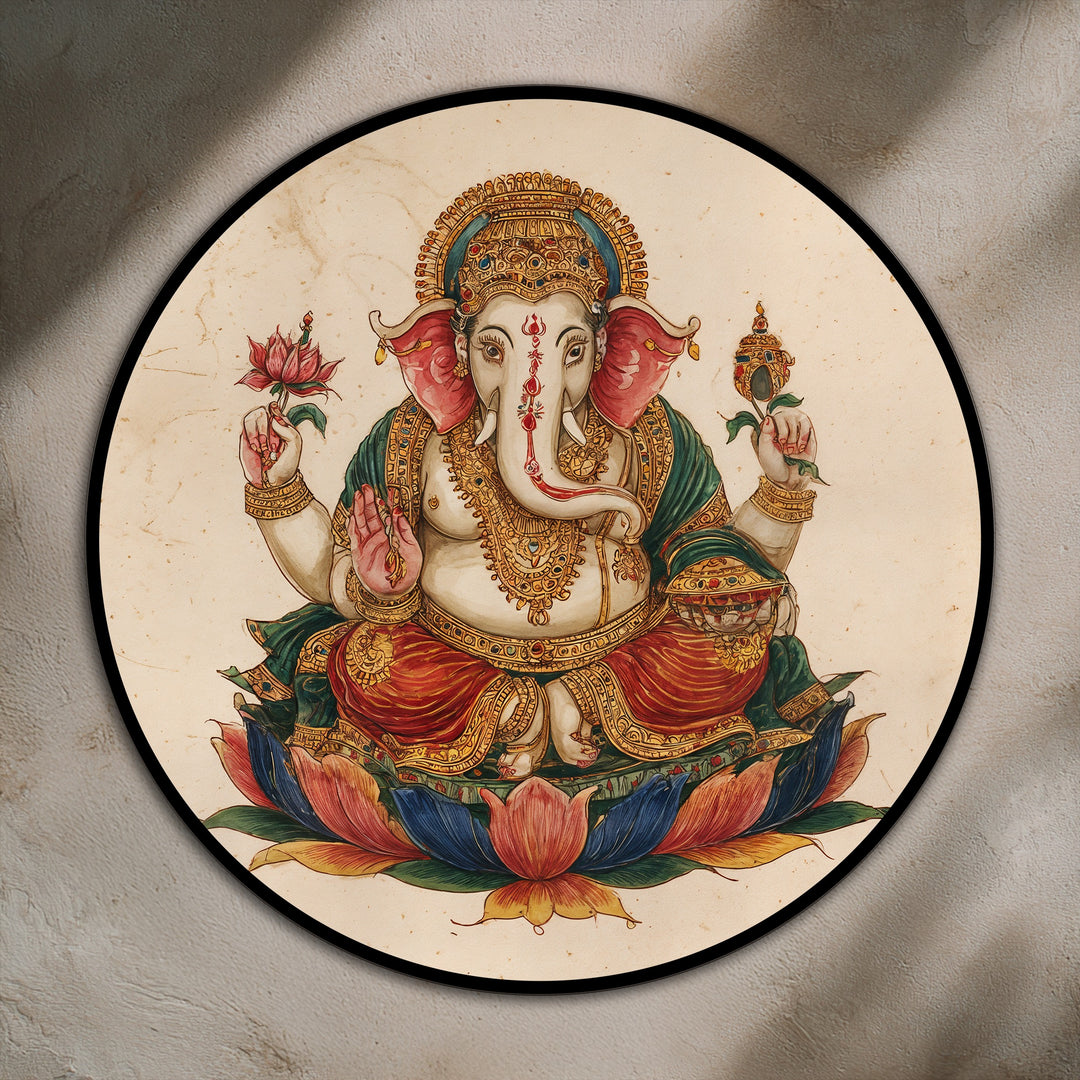 Loto sacro di Ganesha – Tradizionale cerchio indù Quadro a Olio