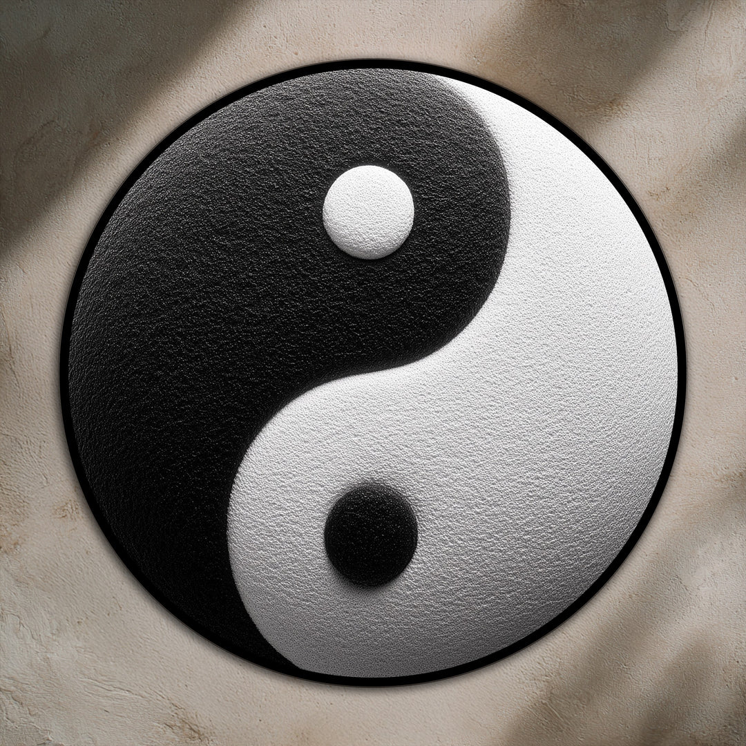 Reflective of tranquility, this balanced round oil painting wall art evokes a peaceful mood with its classic Yin Yang design.