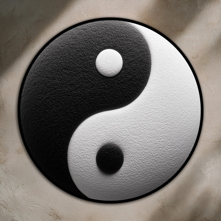 Reflective of tranquility, this balanced round oil painting wall art evokes a peaceful mood with its classic Yin Yang design.