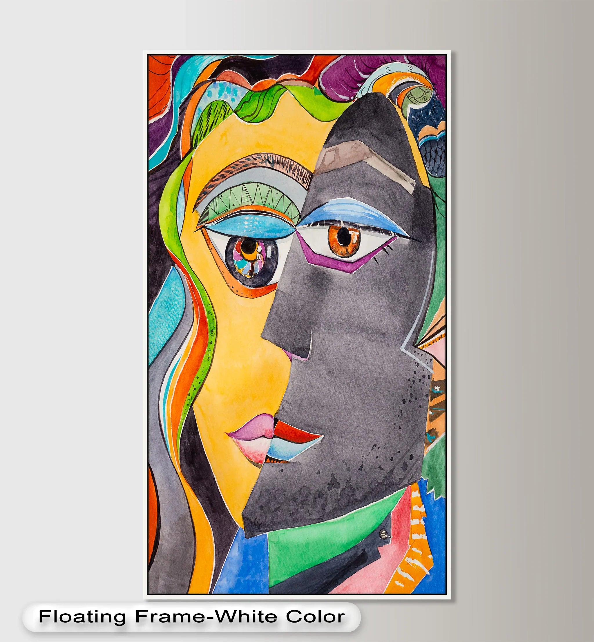 Dual Reflections – Colorful Split-Face Abstract Oil Painting