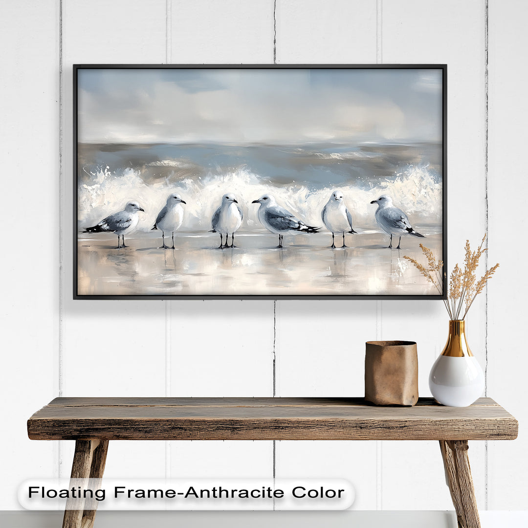 Seagulls and Surf – Bird Oil Painting