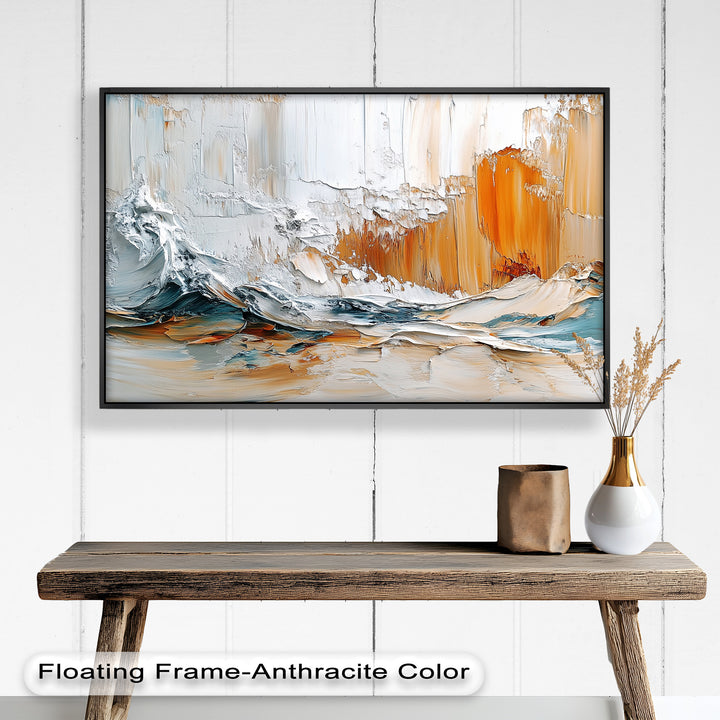 Elemental Surge – Abstract Ocean Cliff Oil Painting