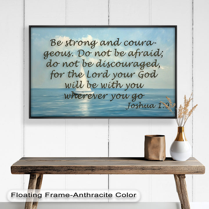 Joshua 1:9 – Courage and Strength Bible Verse Oil Painting