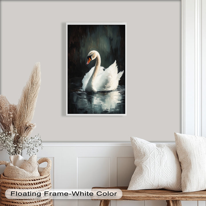 Solitary Grace – White Swan Oil Painting