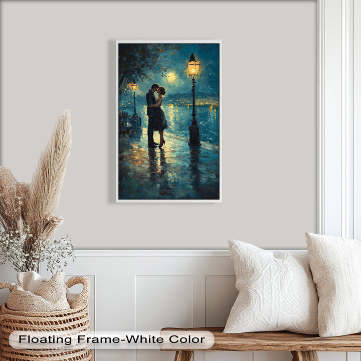 Romantic Couple Under Moonlight - Love Oil Painting