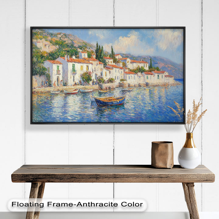Sunlit Mediterranean Village – Coastal Impressionist Oil Painting