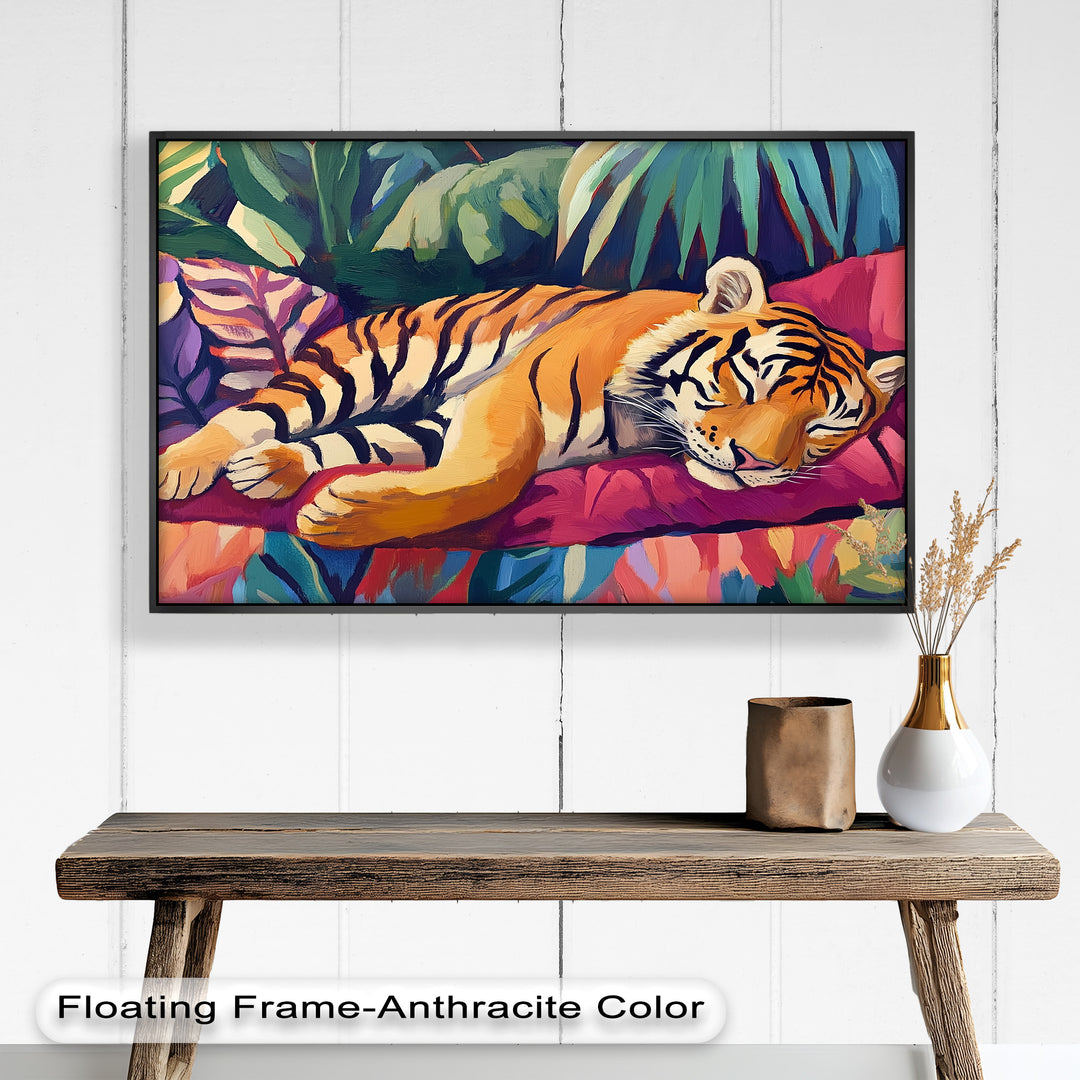 Resting Tiger Oil Painting – Fauvist Jungle Art