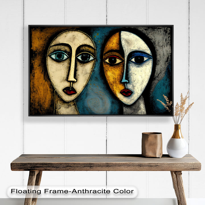 Duality of Gaze – Abstract Expressionist Portrait Picasso Oil Painting