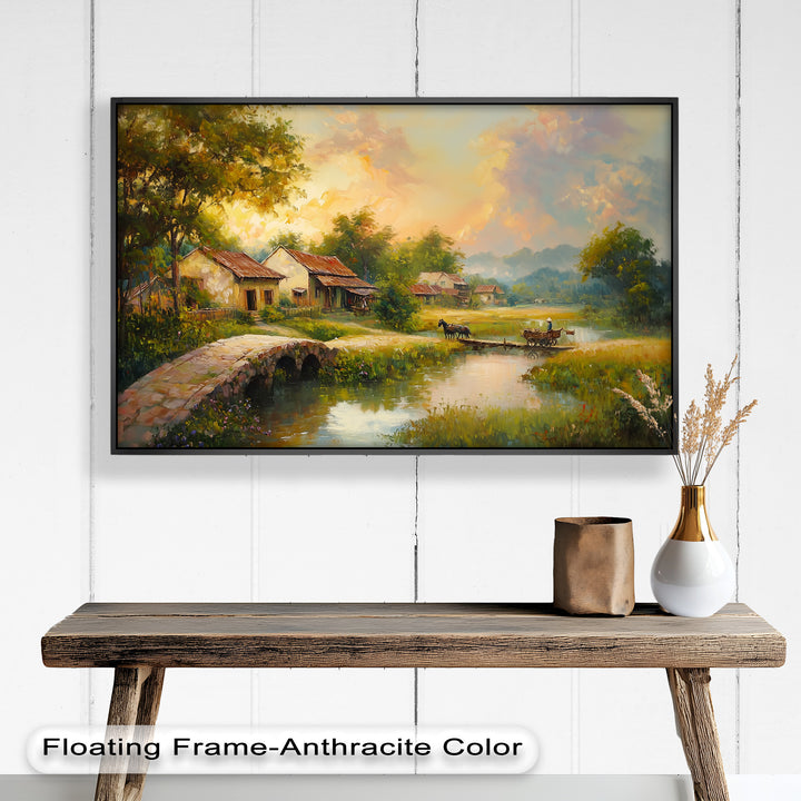 Landscape in Autumn – Serene Countryside Oil Painting