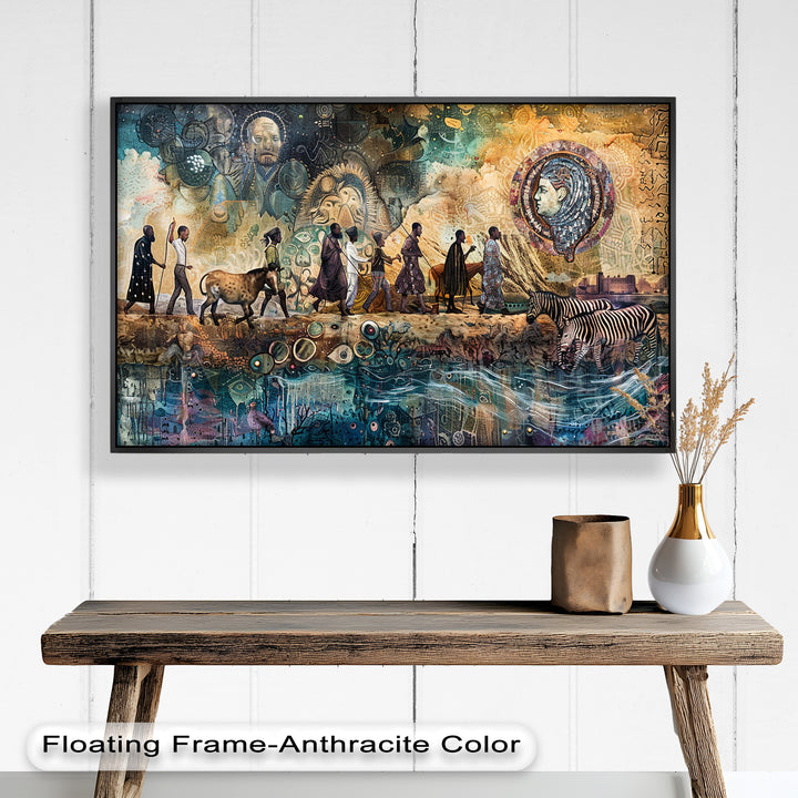 Echoes of Migration – Symbolic Journey Through Time Oil Painting