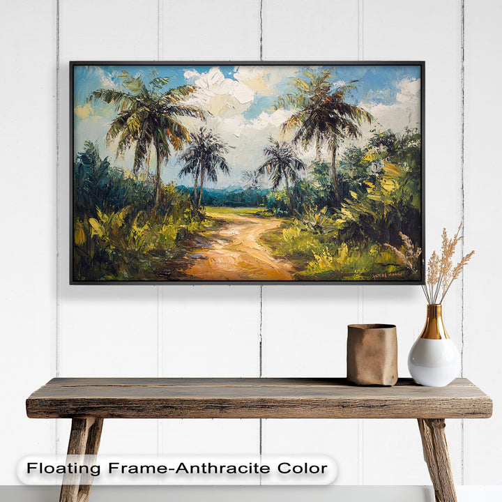 Tropical Pathway with Palm Trees – Impressionist Oil Painting