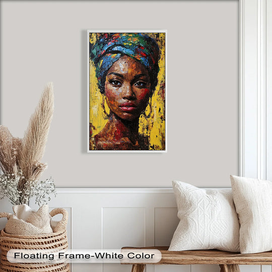 Highlighting the layering effect, this oil painting art piece features a radiant soul, with bold brushstrokes and textures that build a striking, fauvist portrait.