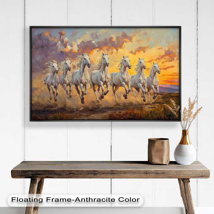 Run with the Sun – White Horses Oil Painting