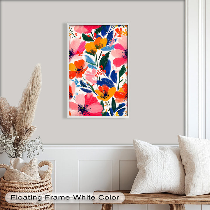 Joyful Bloom Burst – Lebendiges abstraktes Blumenölgemälde