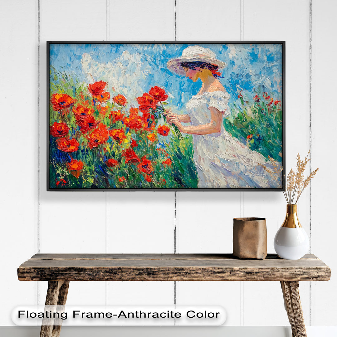 Lady Among Poppies – Impressionist Garden Stroll Oil Painting