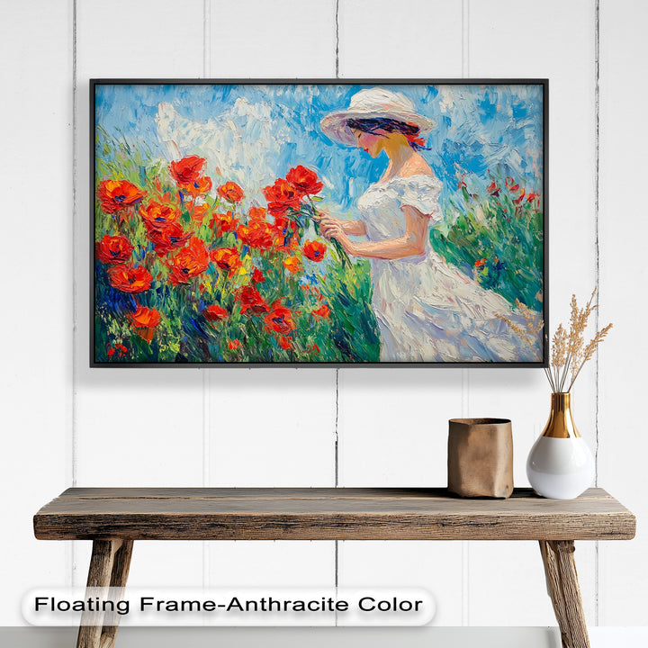 Lady Among Poppies – Impressionist Garden Stroll Oil Painting