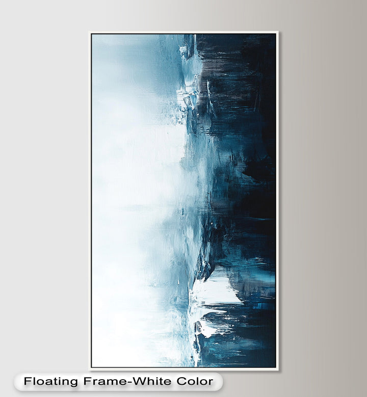 Midnight Fjord – Deep Blue Abstract Oil Painting