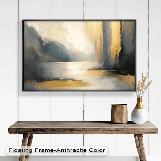 Illuminated with the soft play of light and shadow, this serene waterfall abstract oil painting offers an elegant oil painting home decor accent with its flowing forms.