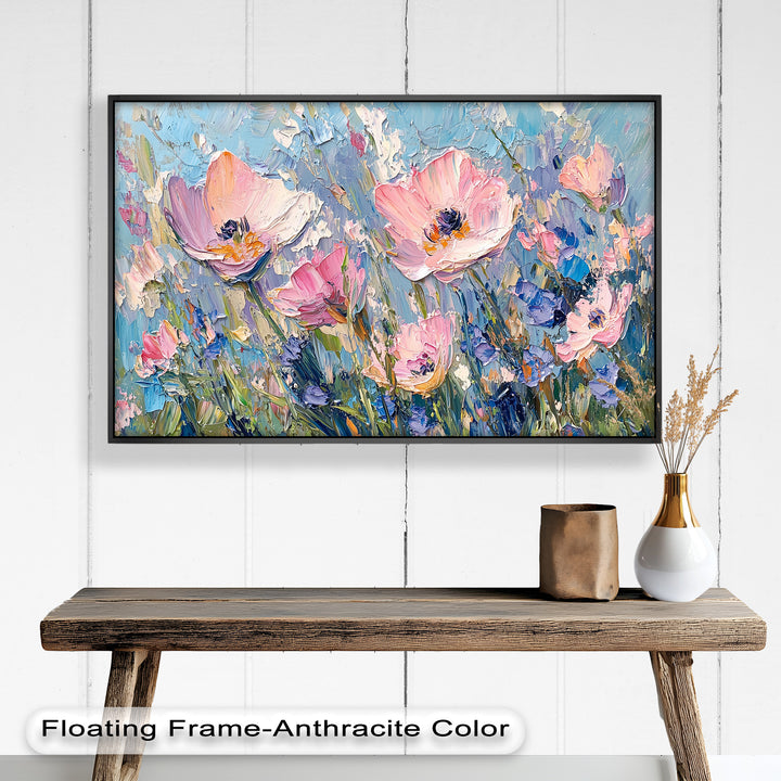 Pink and Violet Wildflower Bloom - Flower Oil Painting