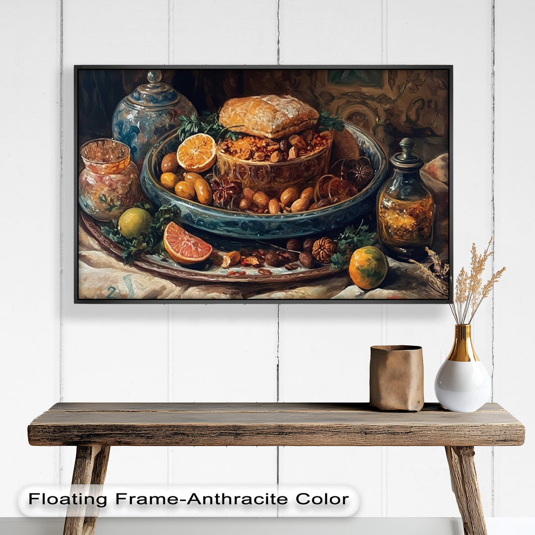 Golden Harvest Table – Ornamentales Festmahl Stillleben Essen Malerei