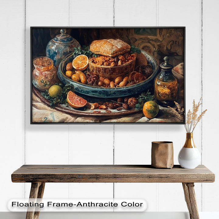 Golden Harvest Table – Ornamentales Festmahl Stillleben Essen Malerei