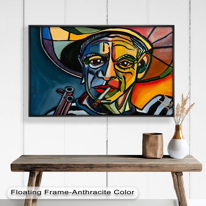 Rebel's Gaze – Bold Cubist Portrait Picasso Oil Painting