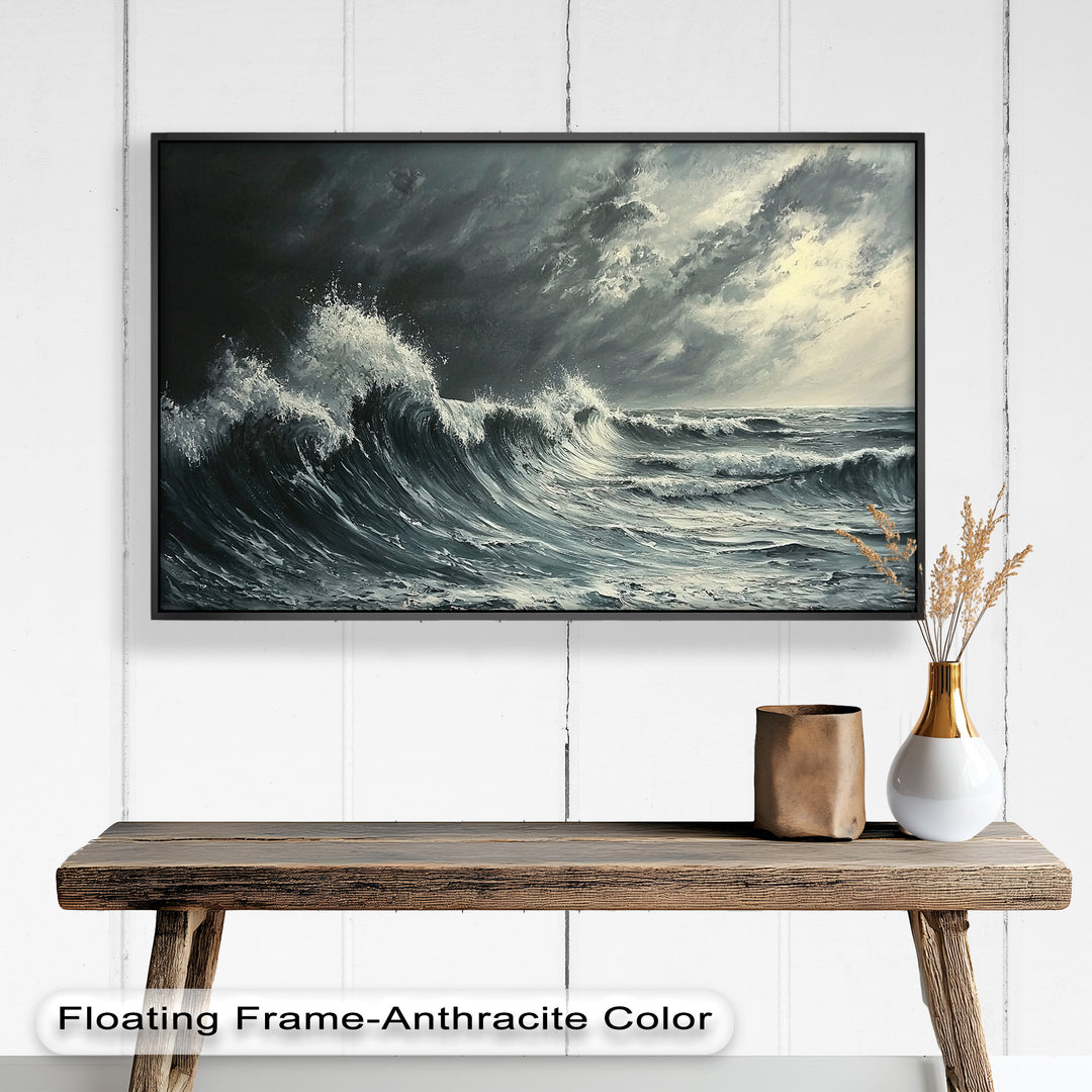 Ocean Wave Wall Art - Stormy Seascape Oil Painting