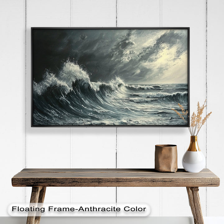 Ocean Wave Wall Art - Stormy Seascape Oil Painting