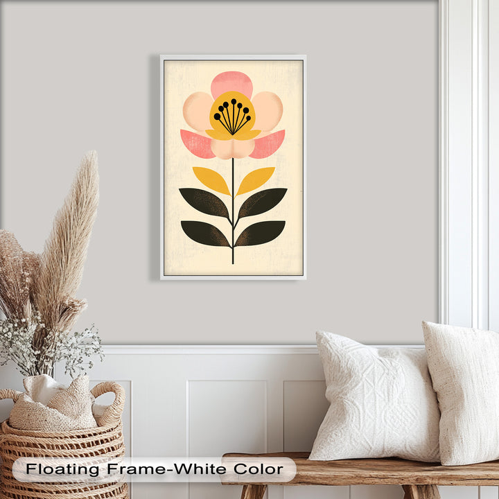 Mid-Century Bloom – Retro Floral Minimalist Wall Art Oil Painting