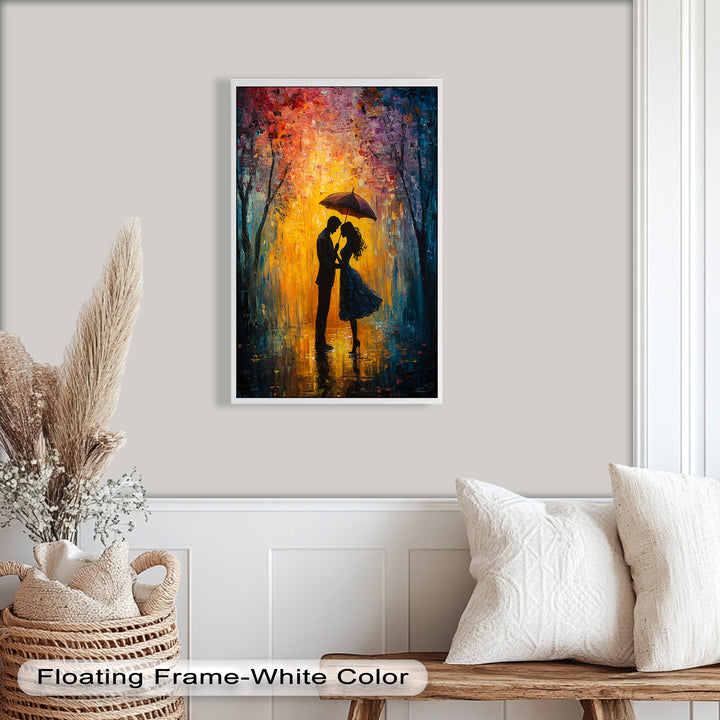 Lovers Under Autumn Glow – Romantic Couple Oil Painting