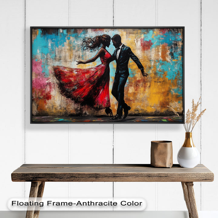 Whirl of Passion – Dancing Lovers in Red Love Oil Painting