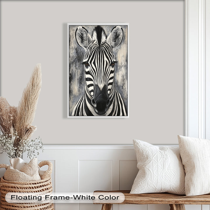 Zebra Portrait – Bold Black and White Animal Oil Painting