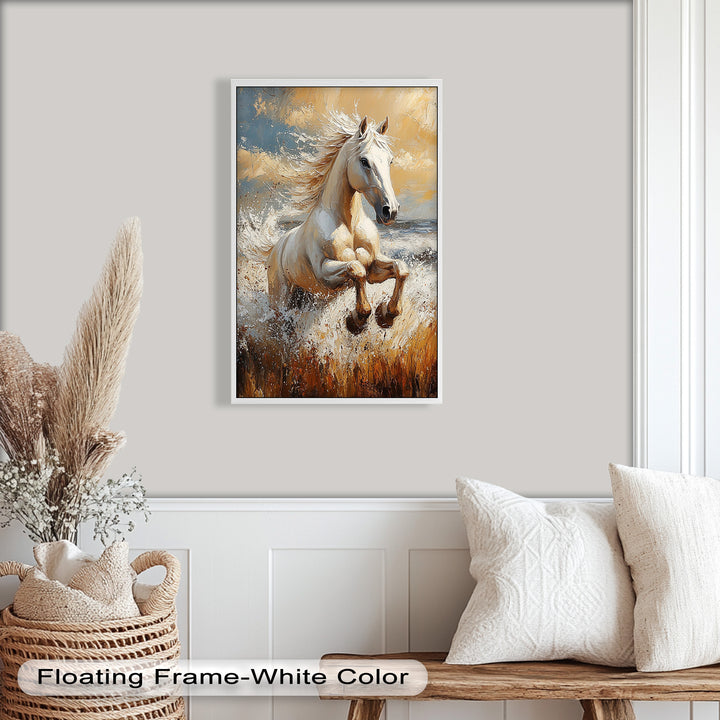 Spirit of the Wind – White Horse Oil Painting