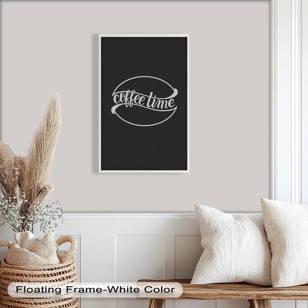 Monochrome Coffee-Inspired Oil Painting – Bold Script Wall Art for Kitchens
