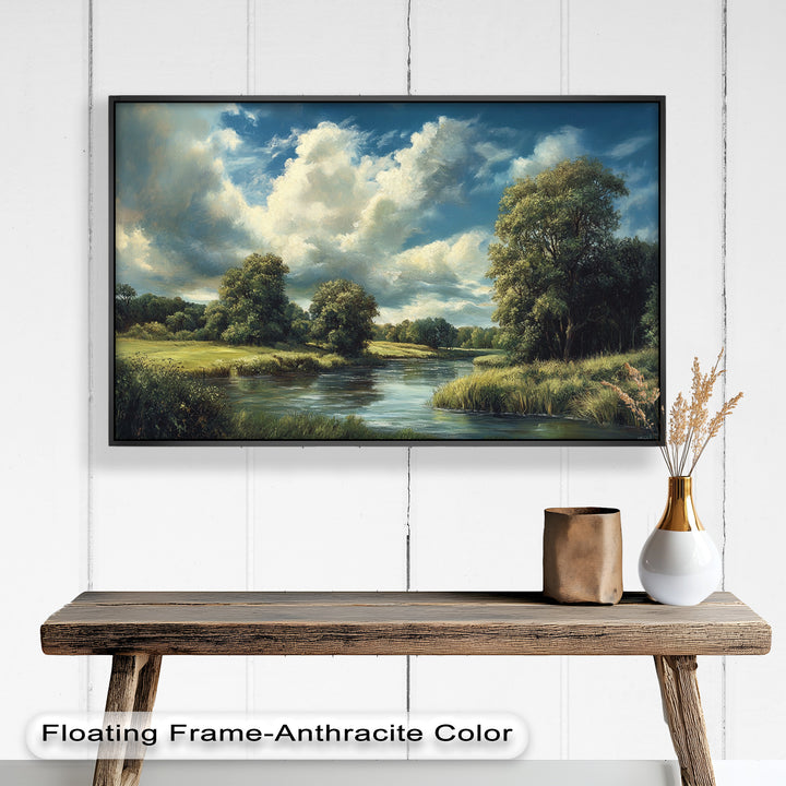 River Landscape Painting – Framed Oil Painting