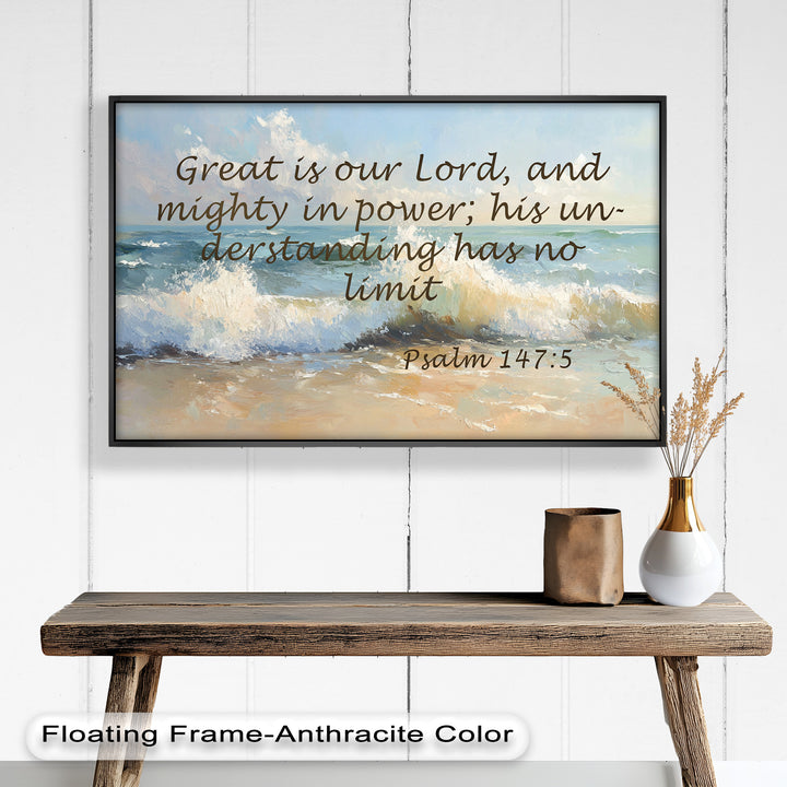 Psalm 147:5 – God's Power and Wisdom Bible Verse Oil Painting
