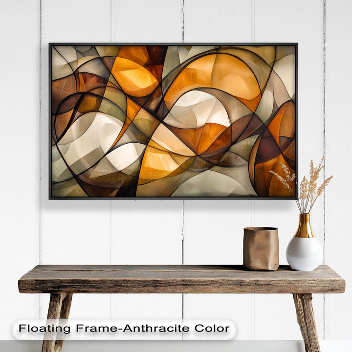 Golden Flow – Geometrisches Ölgemälde
